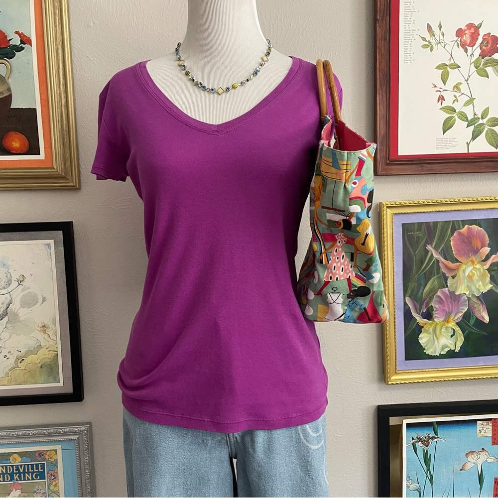 Women’s V-Neck Short Sleeve Tee - Purple